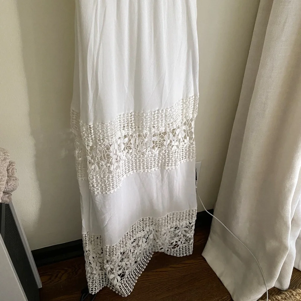 Ark & Co White Crochet Maxi Dress Small - Picture 4 of 6